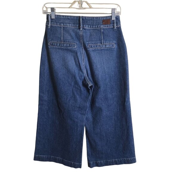 Paige Wide Leg Cropped Mid Wash High Rise Jeans Size 27 - Picture 2 of 6